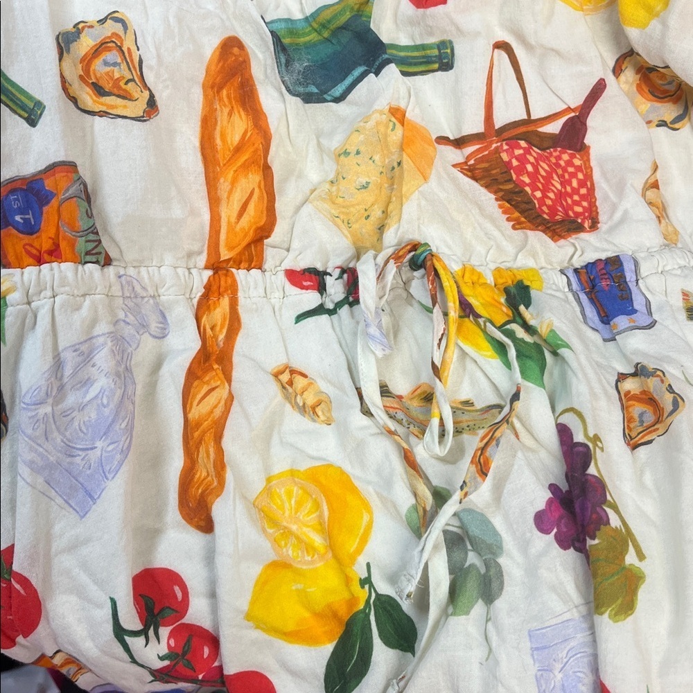 Lisa Says Gah Cream Mini Dress with Multicolor Fruit & Food Print - Picture 11 of 12